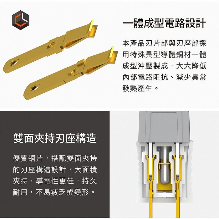 CHANGLU 台灣製造 3變2轉接插頭(橘）2入組