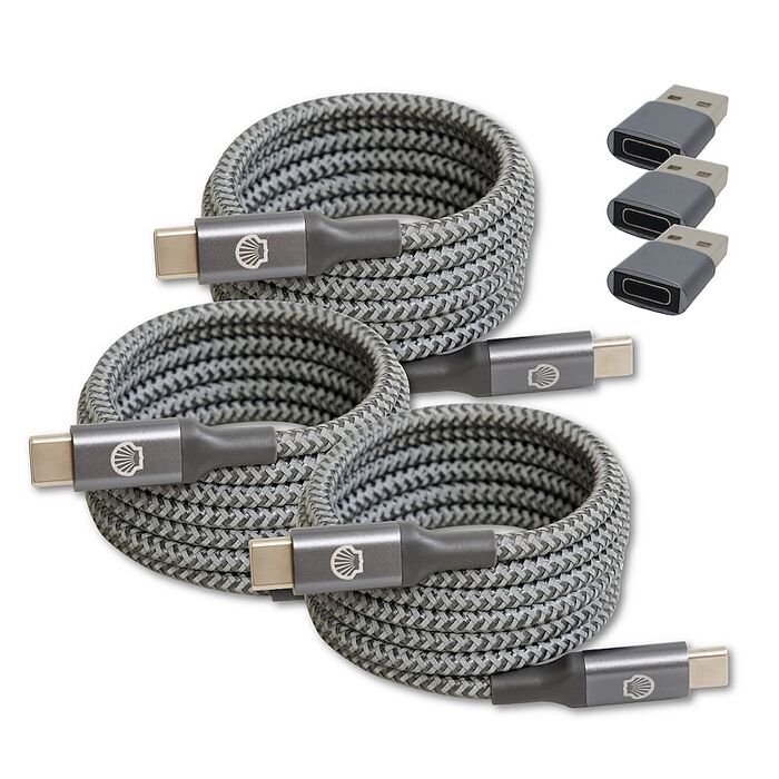 Shell 殼牌USB-C to USB-C磁吸收納反光充電傳輸線 三入組（CB-CC025*3）