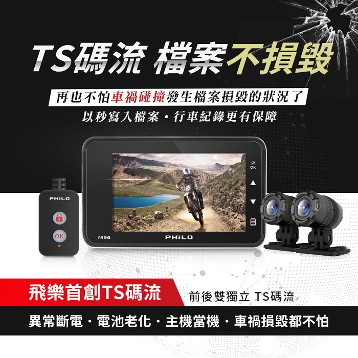 【Philo 飛樂】Philo 飛樂戰狼行車紀錄器 M96+GPS(贈32G記憶卡)