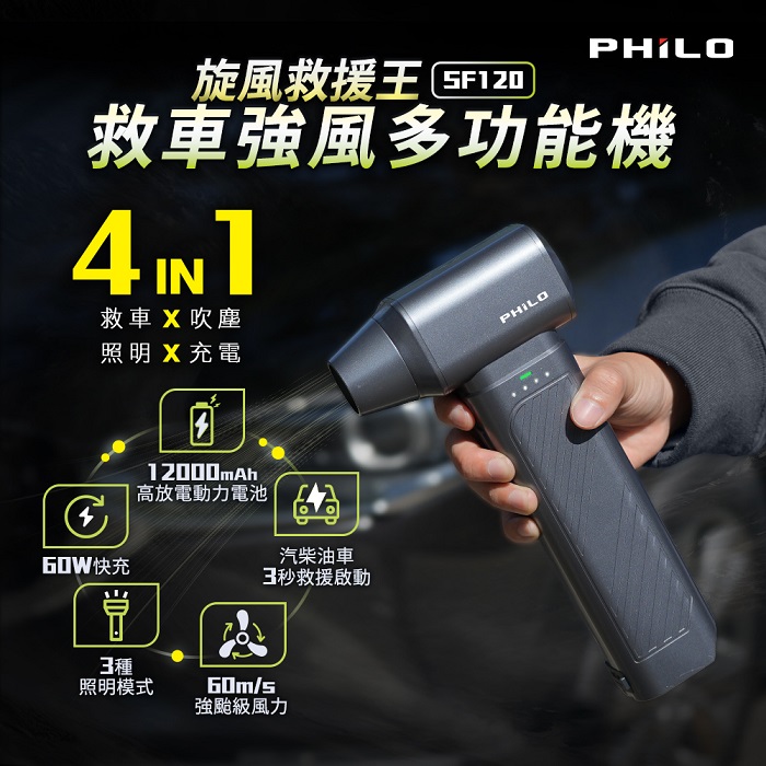 【Philo 飛樂】旋風救援王 救車強風多功能機SF120