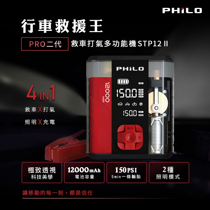 【Philo 飛樂】行車救援王STP12 PRO二代 救車x打氣多功能機