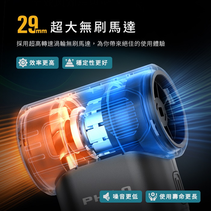 【Philo 飛樂】13萬轉 渦輪無刷暴力風槍 (強風機/吹塵器/暴風機/除塵槍)PF52A