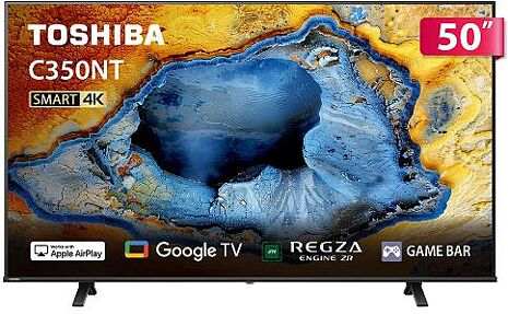 TOSHIBA東芝 REGZA 50型4K Google TV液晶顯示器(50C350NT)基本桌上安裝 贈E-books S54 運動音控接聽耳溝式耳麥