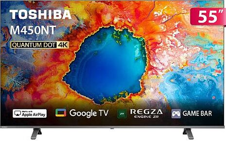TOSHIBA 東芝 REGZA  55型4K QLED Google TV液晶顯示器(55M450NT)贈固定式壁掛安裝(一般牆面)