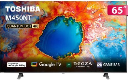 TOSHIBA 東芝 REGZA 65型4K QLED Google TV液晶顯示器(65M450NT)贈-固定式壁掛安裝(一般牆面)