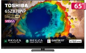 TOSHIBA 東芝 REGZA65型4K 144Hz QD Mini LED AirPlay2 智慧顯示器 (65Z870NP)基本桌上安裝 贈-TOSHIBA 東芝 本厚釜多功能微電腦10人份電子鍋(RC-18DHNTW)