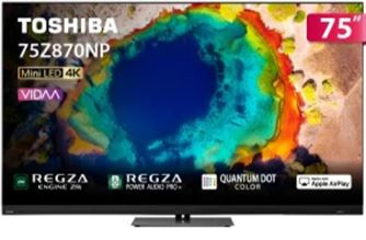 TOSHIBA 東芝 REGZA 75型4K 144Hz QD Mini LED AirPlay2 智慧顯示器 (75Z870NP)基本桌上安裝+贈固定式壁掛安裝(一般牆面)