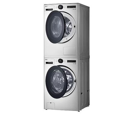 LG 樂金 洗乾衣機堆疊Wash & Dryer WiFi變頻滾筒+免曬衣乾衣機 蒸洗脫20公斤+熱泵除濕乾衣18公斤 ( WD-S20FS+WR-18DS) 星辰銀 含基本定位安裝
