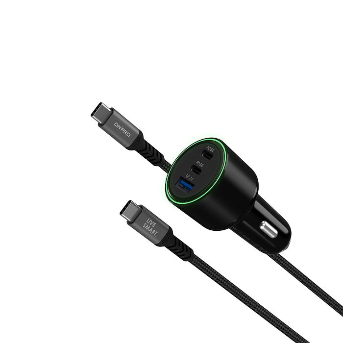GT-G100 雙模式快充PD+QC3.0 100W 急速車用充電器+附贈100W快充線