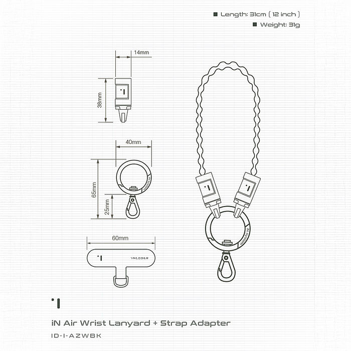 INCODERi N Air Wrist Lanyard 輕量型手繩-黑