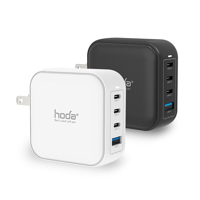HODA 100W GaN氮化鎵智慧雙孔電源供應器 / 極速智能充電器 (內附100W C to C充電線)