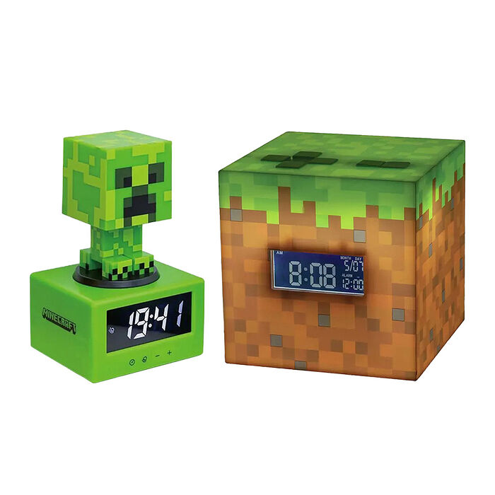 Paladone UK Minecraft 麥塊 苦力怕造型 / 草地造型 Figure 3合1 鬧鐘小夜燈