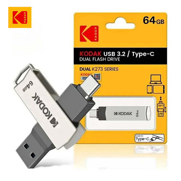 【柯達KODAK】K273 64GB 雙接口Type-C 3.2 雙用途2合1隨身碟