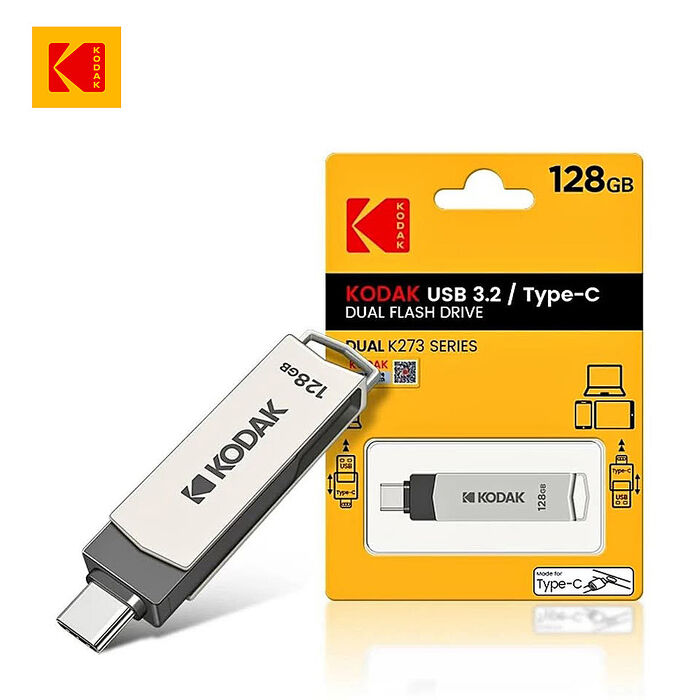 【柯達KODAK】K273 128GB 雙接口Type-C 3.2 雙用途2合1隨身碟