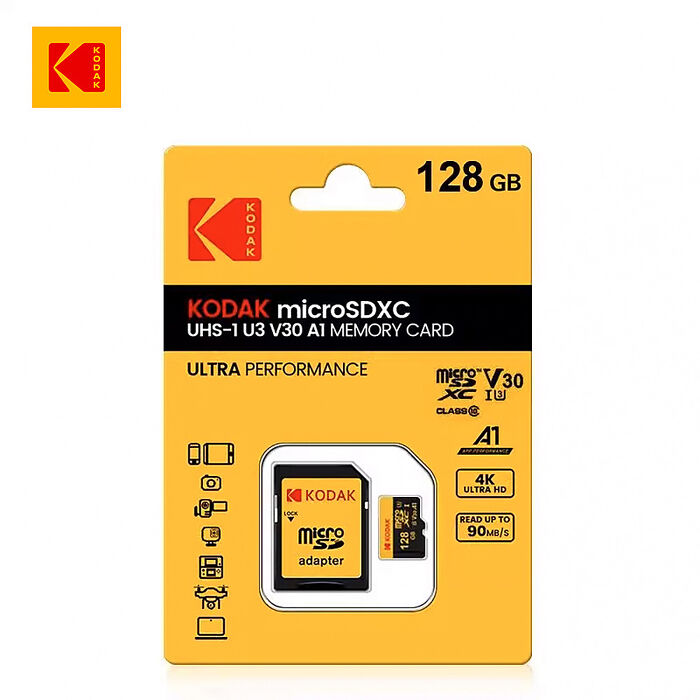 【柯達KODAK】MicroSD 128GB (UHS-I U3/V30/A1)高速記憶卡-黑色