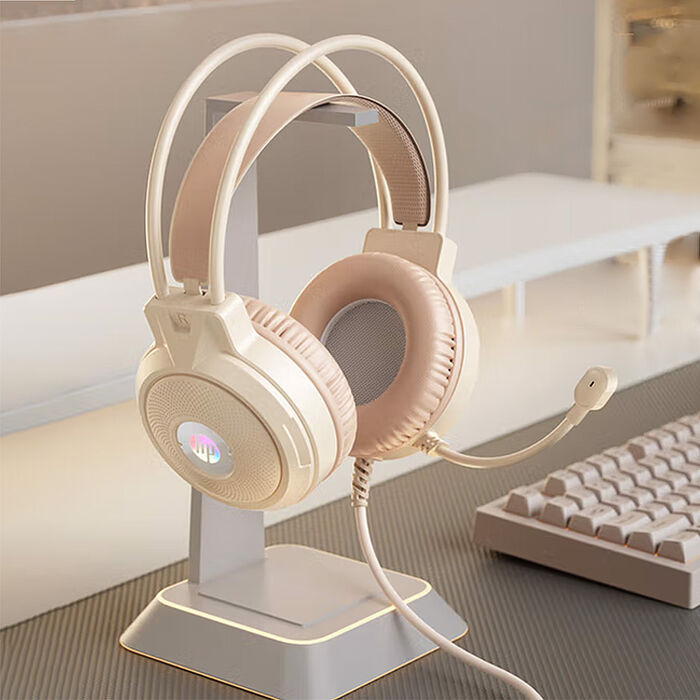 【HP 惠普】DHE-H160U 4D炫彩護耳式有線耳機 ( 奶茶色 )