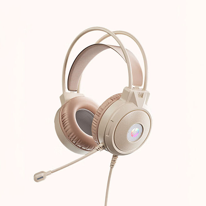 【HP 惠普】DHE-H160U 4D炫彩護耳式有線耳機 ( 奶茶色 )