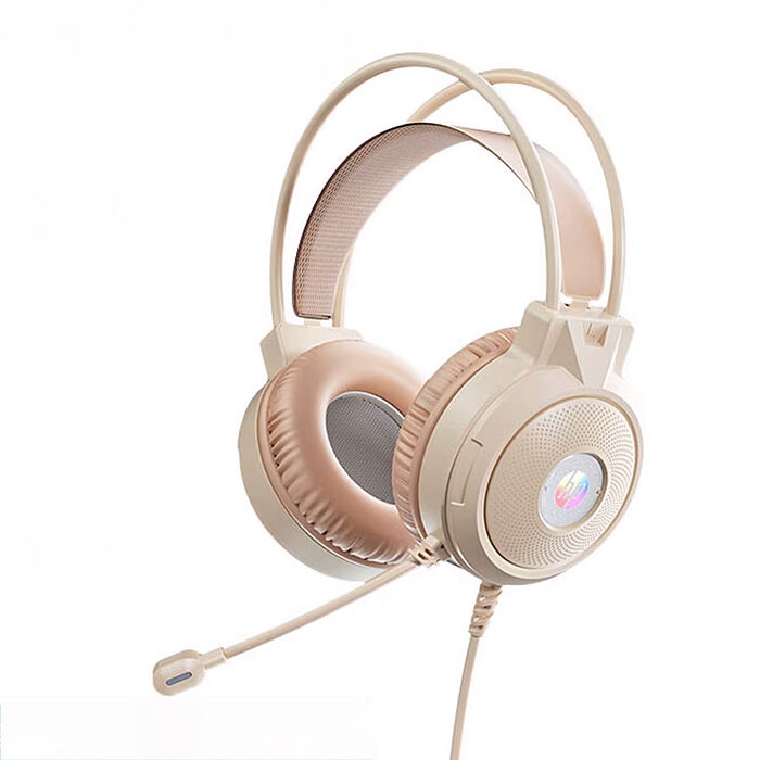 【HP 惠普】DHE-H160U 4D炫彩護耳式有線耳機 ( 奶茶色 )