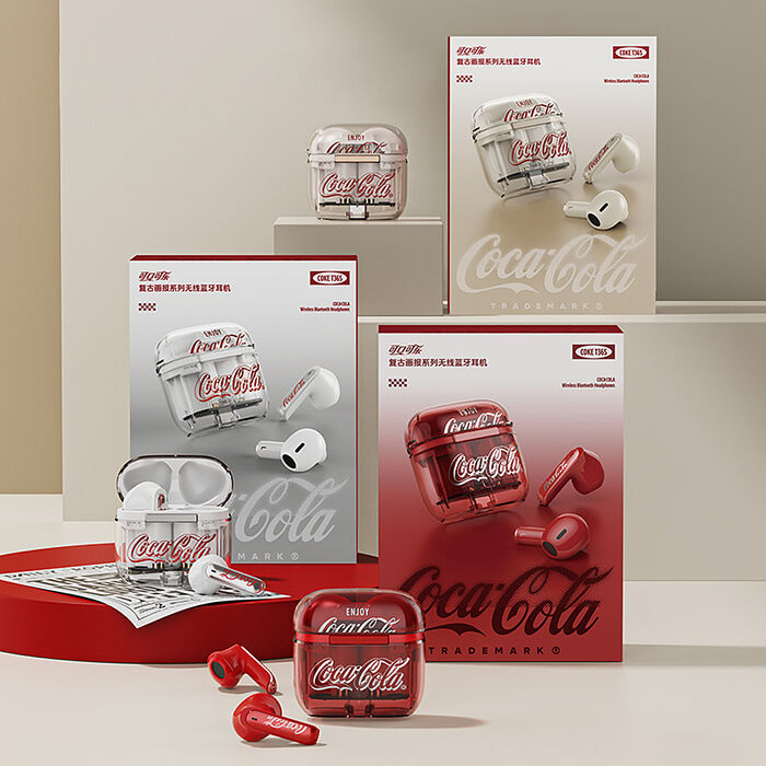 【Coca-cola】可口可樂 透明感半入耳降噪藍芽耳機 T36S