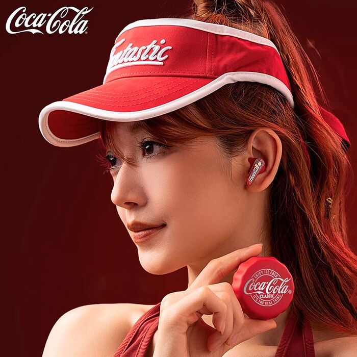 【Coca-cola】可口可樂 創意瓶蓋造型 半入耳式藍芽耳機 ENC降噪 T13