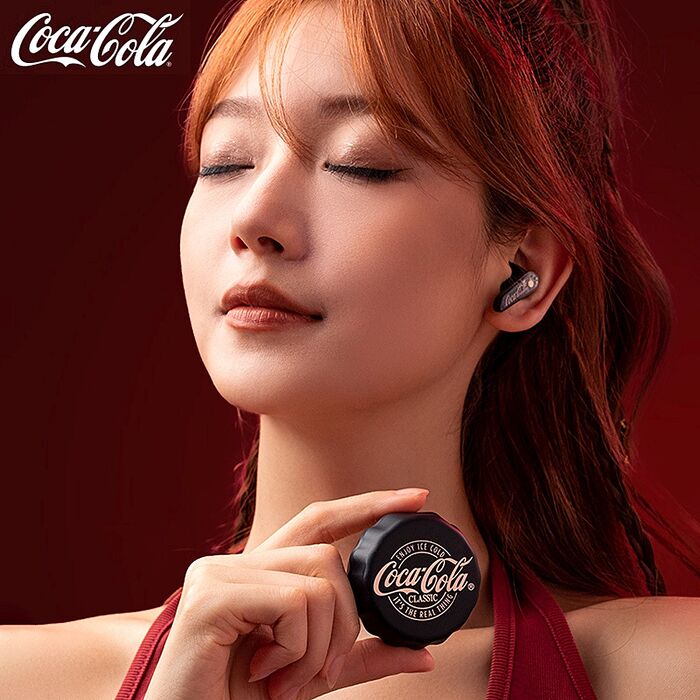 【Coca-cola】可口可樂 創意瓶蓋造型 半入耳式藍芽耳機 ENC降噪 T13