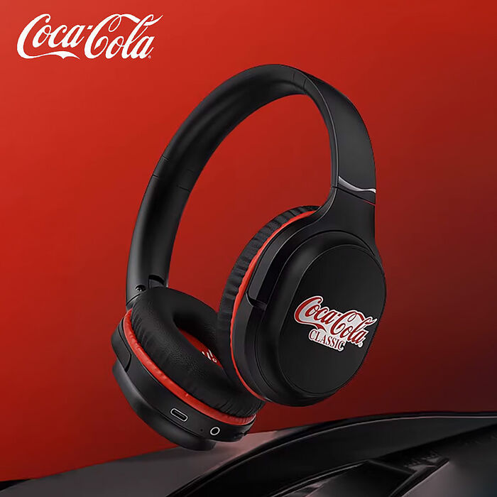 【Coca-cola】可口可樂 頭戴可折疊式降噪藍芽耳機 T18