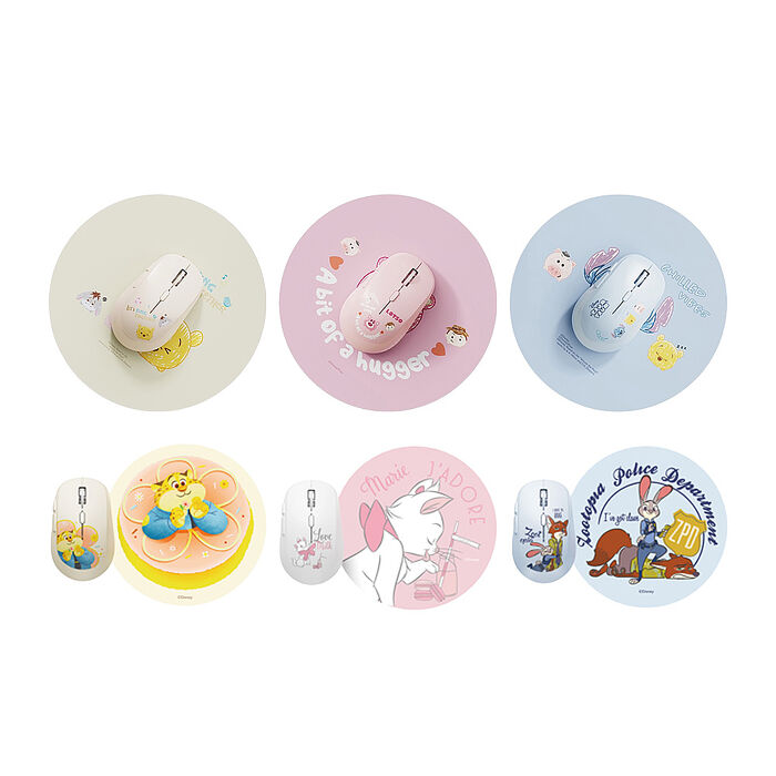 【Disney 迪士尼】QS-MS01無線雙模式滑鼠套裝組(含鼠墊)