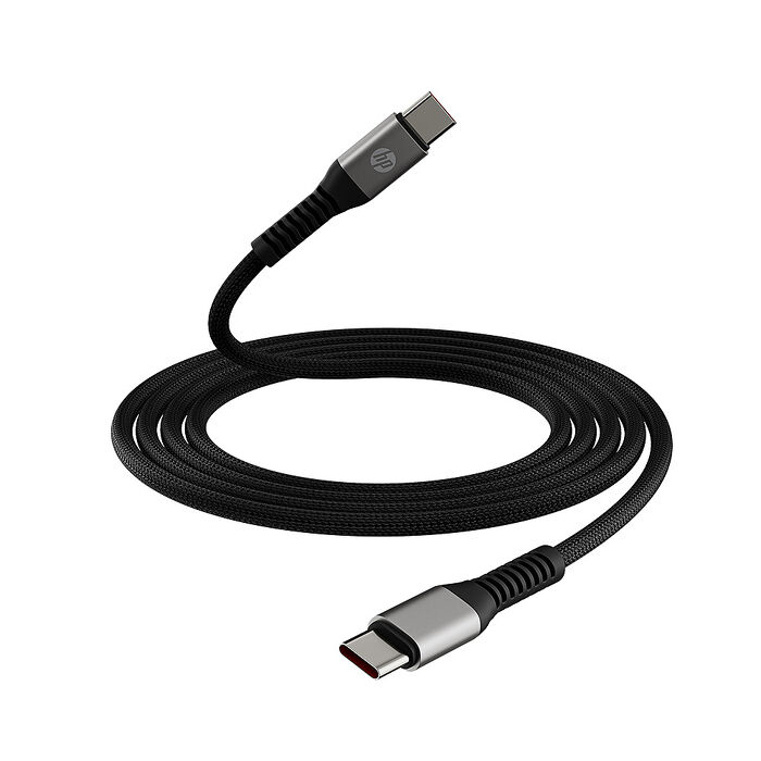 HP 惠普 DHC-TC112G Type-C充電線 防斷編織快充線-灰黑色-1M