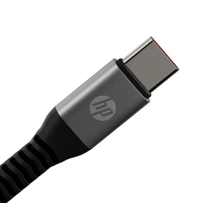 HP 惠普 DHC-TC112G Type-C充電線 防斷編織快充線-灰黑色-1M