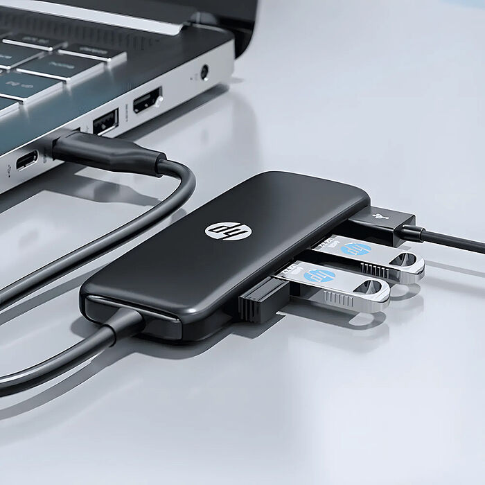 HP 惠普 DHC-CT110(V010) USB3.0 四埠集線器-黑色-15cm