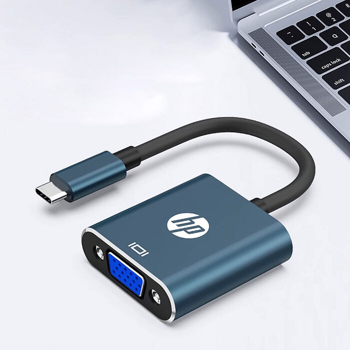 HP 惠普 DHC-CT201 Type-C 轉 VGA 轉接器/轉接頭-藍黑色