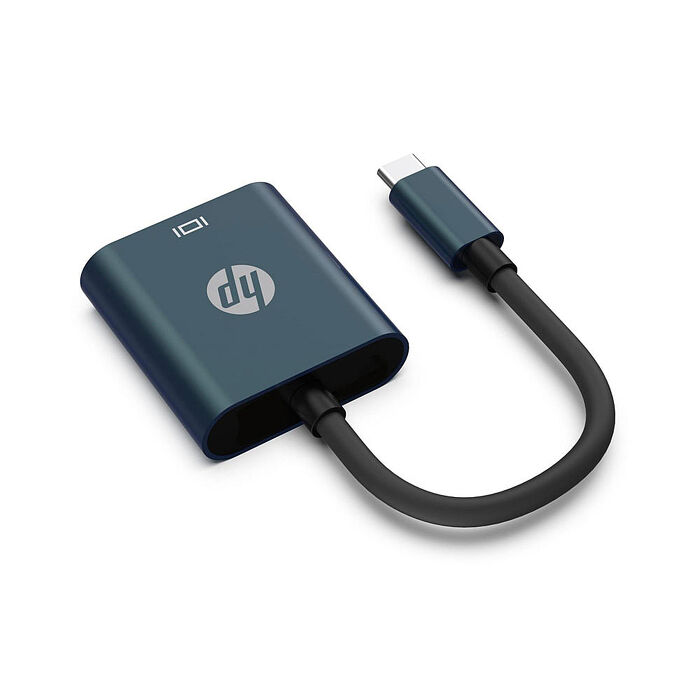 HP 惠普 DHC-CT201 Type-C 轉 VGA 轉接器/轉接頭-藍黑色