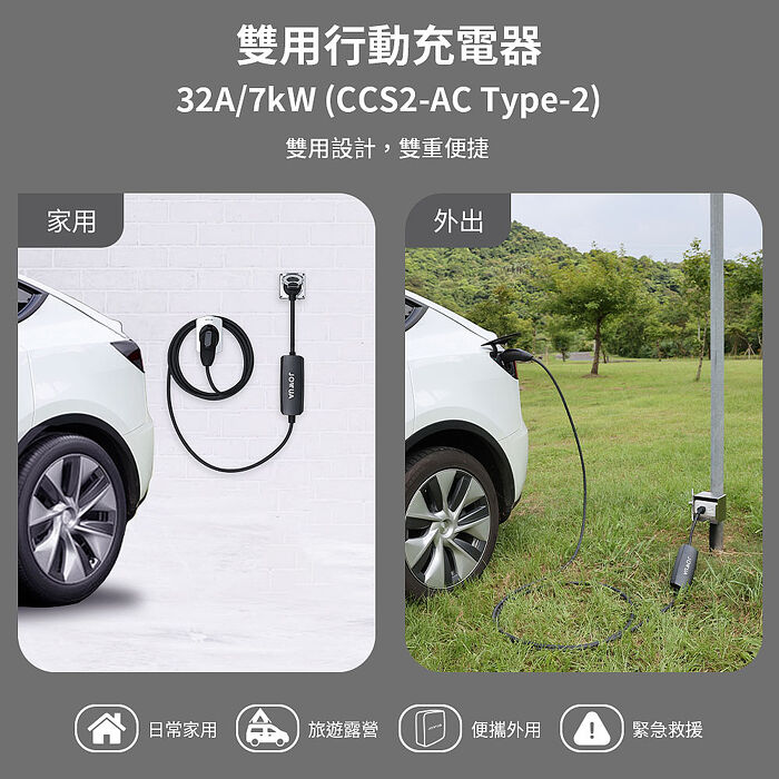 【JOWUA】Type-2(CCS2)雙用行動充電器+NEMA 14-50轉接器(家用+外出雙用)