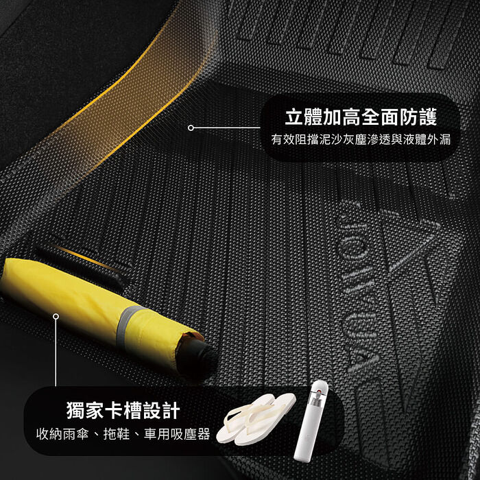 【JOWUA】特斯拉 TESLA Model 3全車系 所有年份 立體耐磨腳踏墊 三件組(面紙盒 防泥沙 防灰塵 防水)