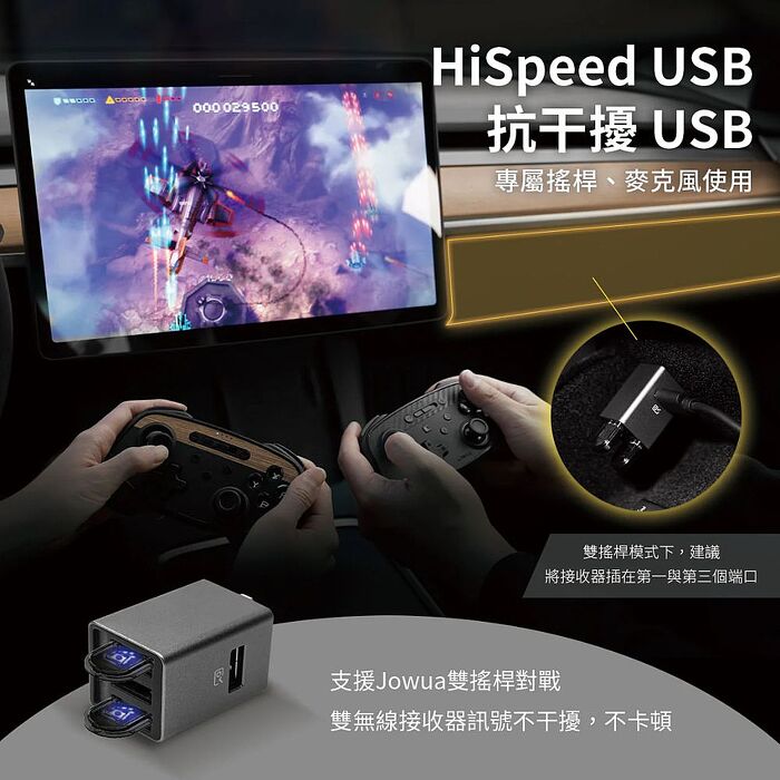 【JOWUA】TESLA Model 3 煥新版專用  4 port 集線器+ L 型轉向轉接頭  行車紀錄器專用儲存裝置