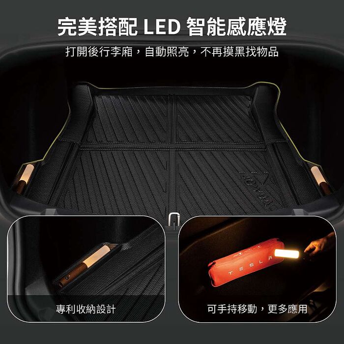 【JOWUA】特斯拉 TESLA Model 3 2024+煥新版 立體防水行李廂墊 三件組(2024+煥新版 Model 3)