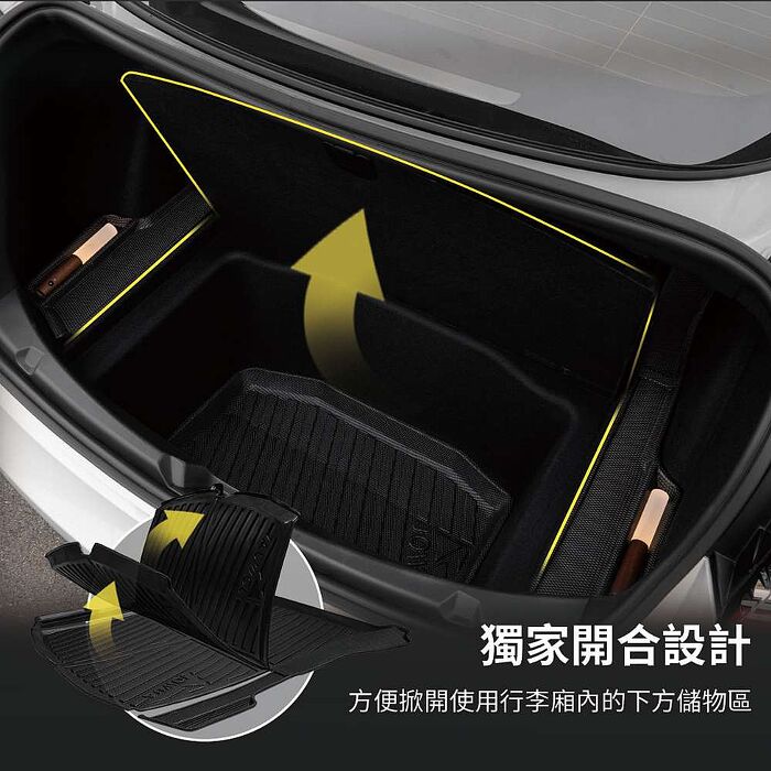 【JOWUA】特斯拉 TESLA Model 3 2024+煥新版 立體防水行李廂墊 三件組(2024+煥新版 Model 3)