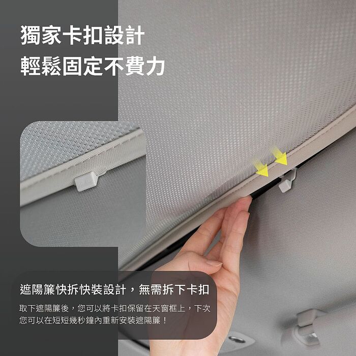 【JOWUA】特斯拉 TESLA Model Y 原車灰玻璃車頂遮陽簾(2023 Model Y 特殊雙面布料 專利卡扣)