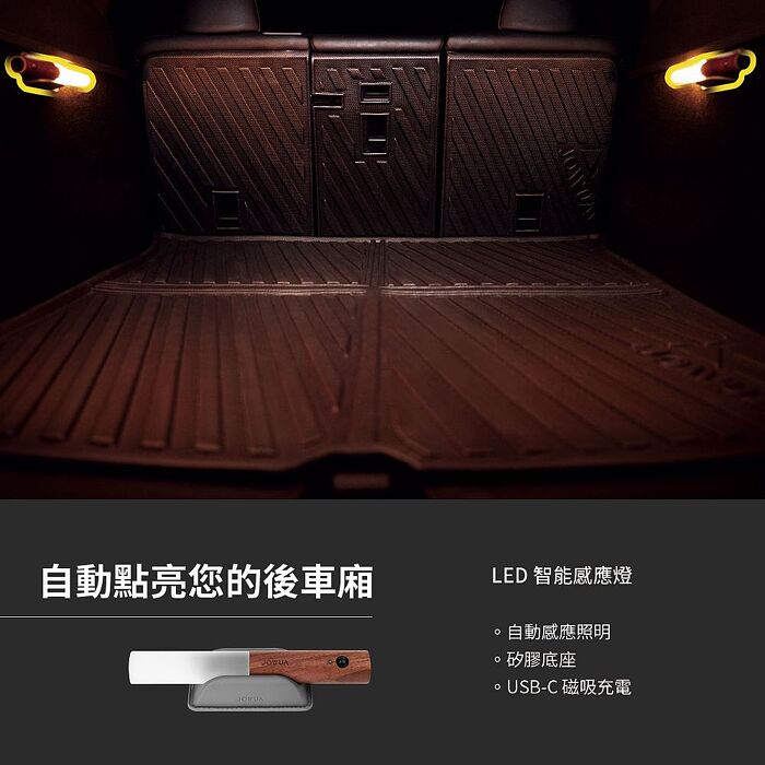 【JOWUA】 TESLA Model Y 後行李廂收納組 側邊 左右儲物盒+LED燈棒