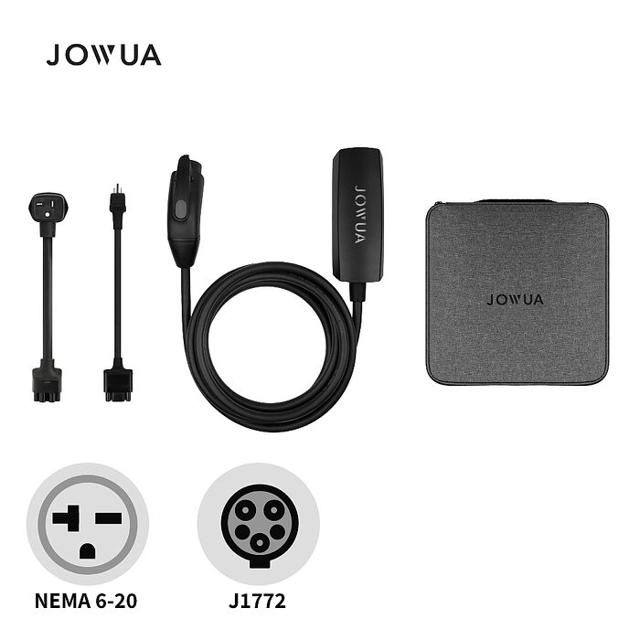 【JOWUA】Type1(J1772/PHEV)雙用行動充電器＋NEMA6-20轉接器組合 旅行充電座 家用外出雙用