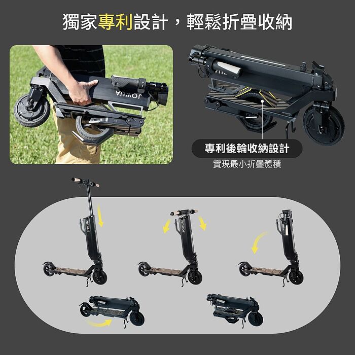 【JOWUA】折疊電動滑板車Performance 完美收納 獨家車充 性能&續航再升級 雙剎車設計 避震提升更穩定