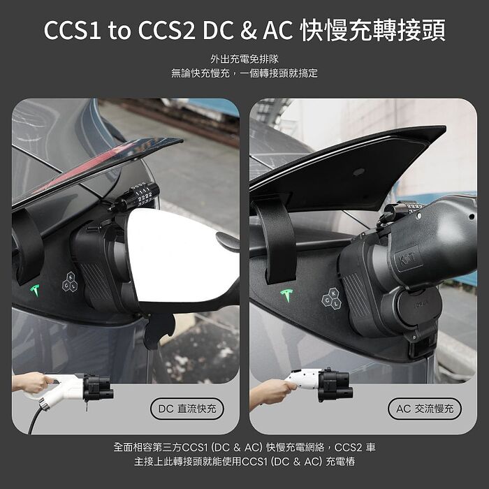 【JOWUA】 CCS2電動車款專用 CCS1 to CCS2 DC & AC 快慢充轉接頭 兼容所有充電站 專門溫控晶