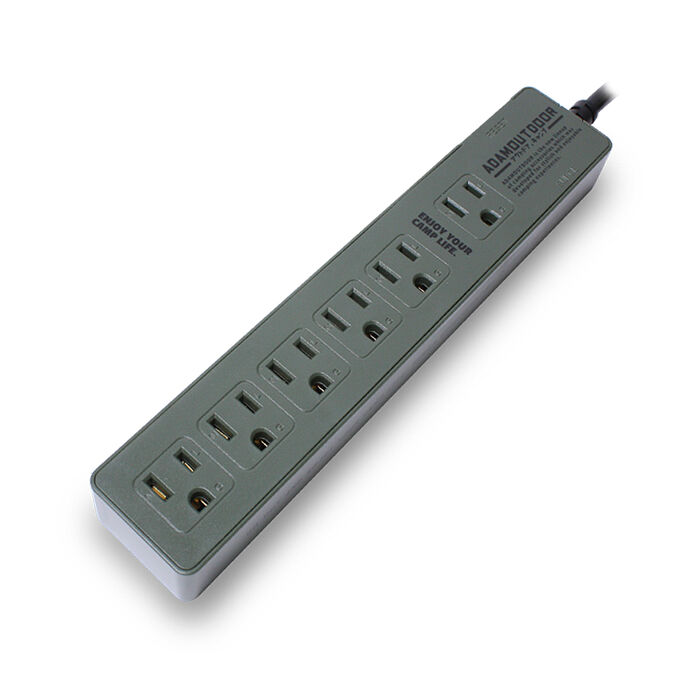 ADAMOUTDOOR｜家用款1切6 延長線1.8M (ADPW-W31618) (露營 野營 電源線 3孔 6座)
