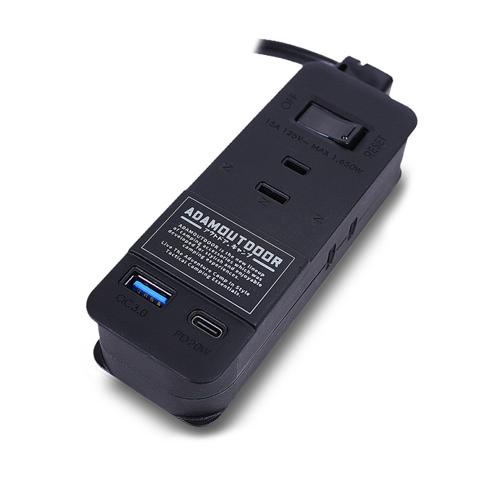 ADAMOUTDOOR｜1.1M ３座擴充PD/QC USB延長線 ( ADPW-CE23QP211 )