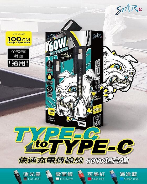 STAR 訊鋒TYPE C TO TYPE C 充電線-1米