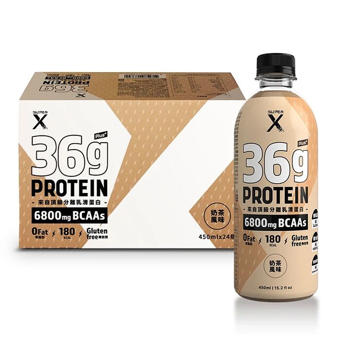 【Super X】頂級分離乳清蛋白飲450mlx24瓶/箱(奶茶風味)