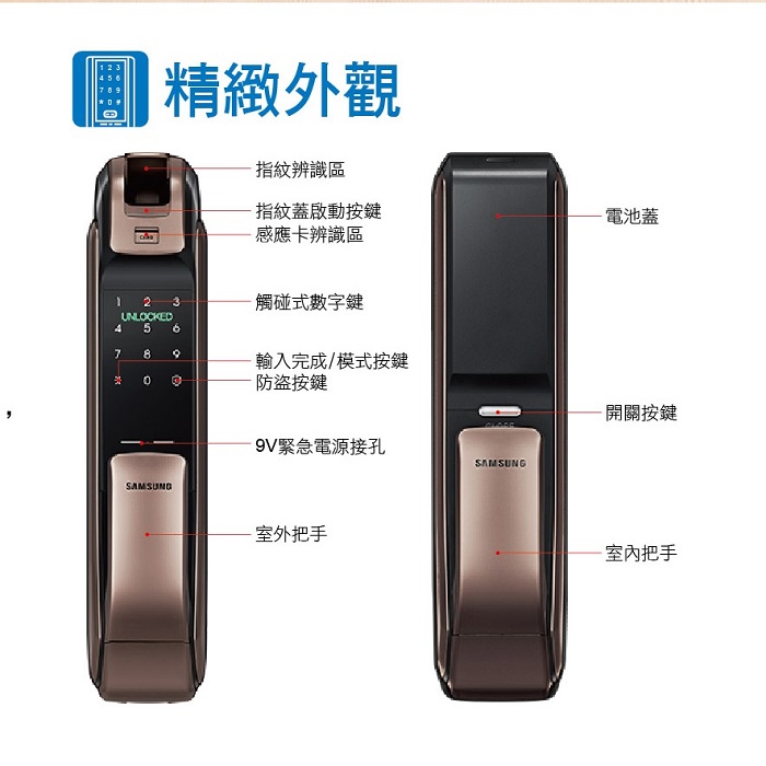 三星 SAMSUNG SHP-DP728 電子鎖  指紋 密碼 卡片 手機APP 鑰匙五合一 台灣總代理公司貨