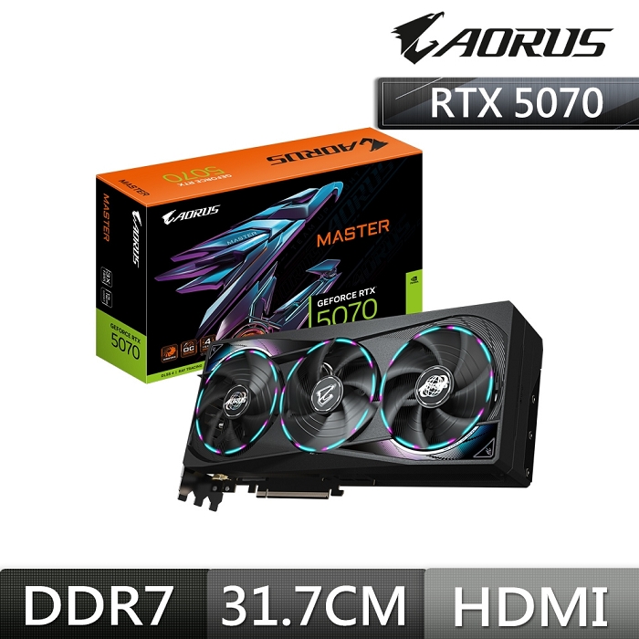 技嘉GIGABYTE  AORUS GeForce RTX 5070 MASTER 12G 顯示卡(GV-N5070AORUS M-12GD)