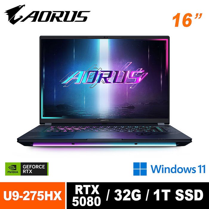 技嘉 GIGABYTE AORUS MASTER 16 BYHC5TWE64SH 16吋電競筆電(Ultra 9 275HX/RTX5080 16GB/32G/1TB/Win11/OLED)