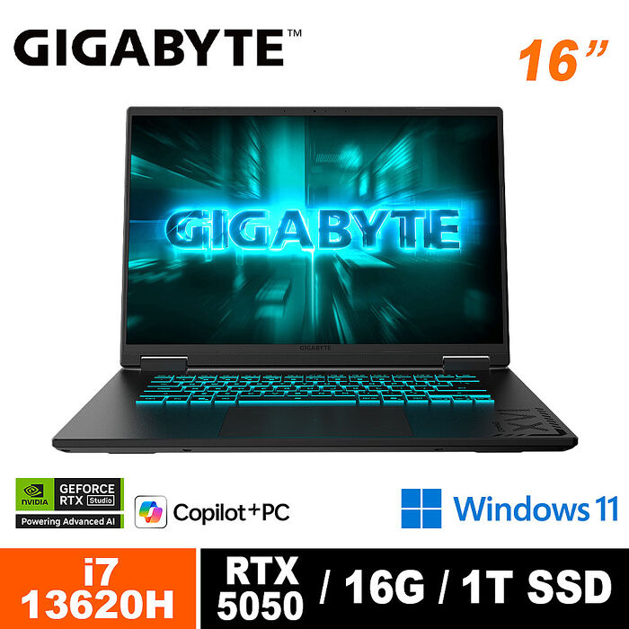 技嘉 GAMING A16 CTHI3TW894SH 16吋電競筆電 (i7-13620H/RTX5050 8G/165Hz/16G/1TB SSD/Win11/WUXGA)